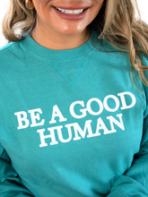 Load image into Gallery viewer, Be A Good Human Mint Pullover