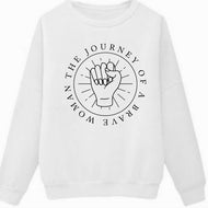 White The Journey of a Brave Woman logo fleece sweater